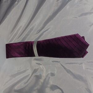 Alfani Men's Tie Purple Textured Diagonal Striped Geometric Silk Blend